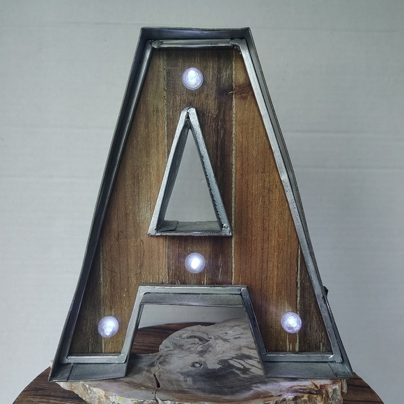 Source Unknown Other - Metal Letter A Rustic Sign with LED Light Farmhouse Barn Decor Mancave Decor